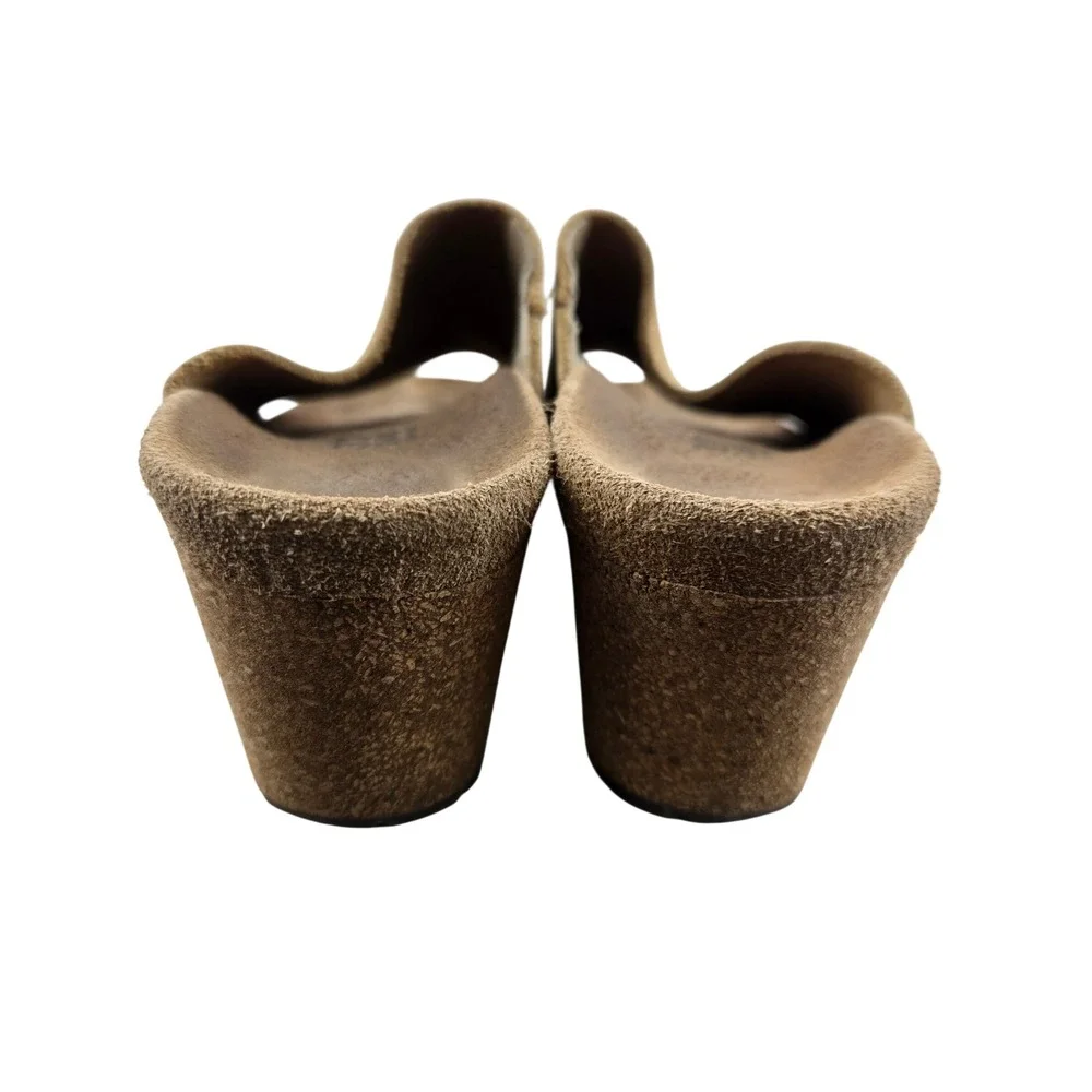 Papillio by Birkenstock Namica‎ Suede Wedge Sandals Taupe Rivet EU 37 US 6 6.5